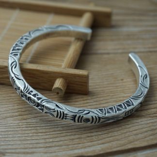 Fine Silver Totem Square Cuff Bracelet