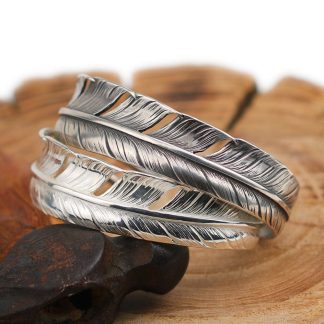 Handmade Sterling Silver Feather Cuff Bracelet