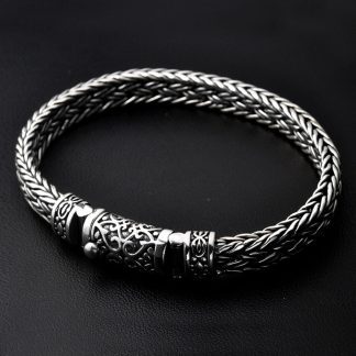 Men's Sterling Silver Ivy Buckle Braided Bracelet