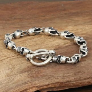 Men's Sterling Silver Skulls Chain Bracelet