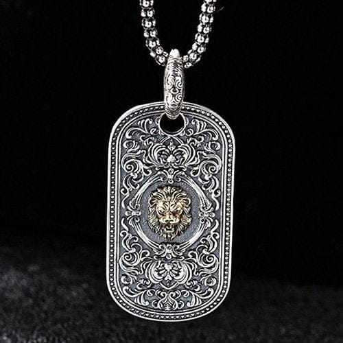 Men's Sterling Silver Lion Tag Necklace - Image 6