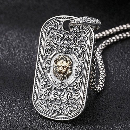 Men's Sterling Silver Lion Tag Necklace - Image 7