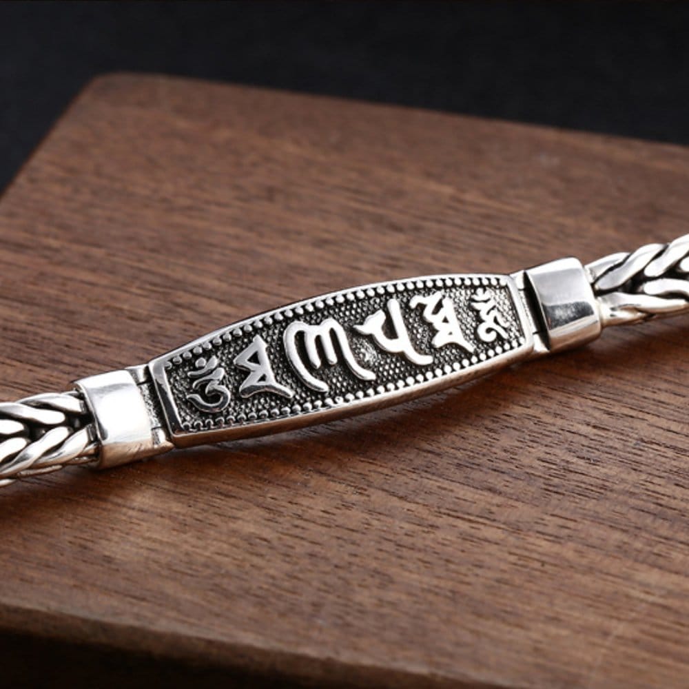 Men's Sterling Silver Six True Words Mantra Braided Bracelet - Image 3