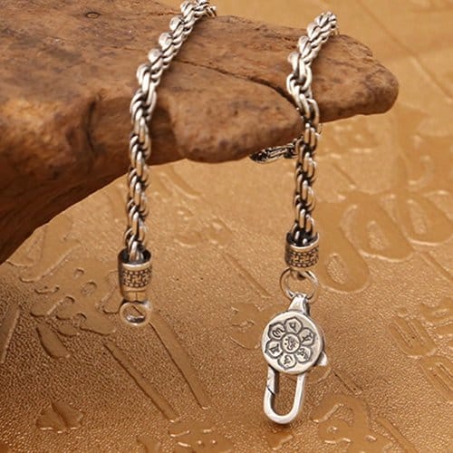 Men's Sterling Silver Six True Words Mantra Rope Chain Bracelet - Image 2