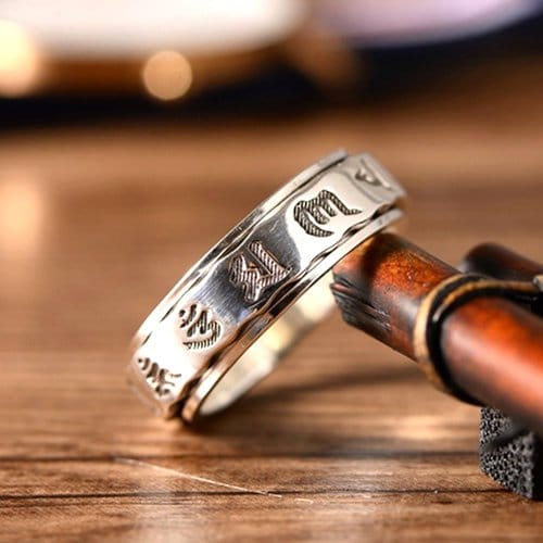 Men's Sterling Silver Six True Words Mantra Spinner Ring - Image 3
