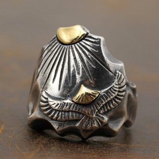 Men's Sterling Silver Sun and Eagle Ring