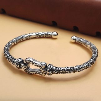 Sterling Silver Belt Buckle Cuff Bracelet