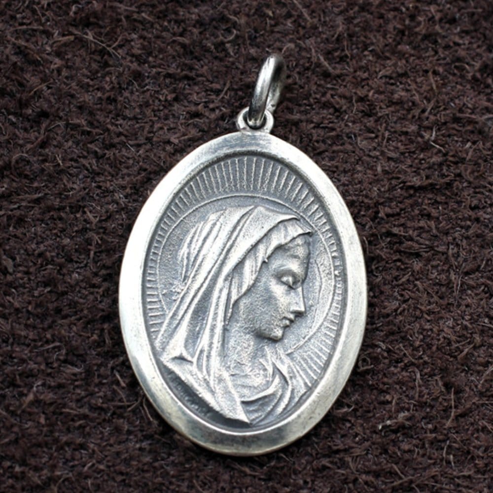 Sterling Silver Virgin Mary Tag Necklace - Image 2