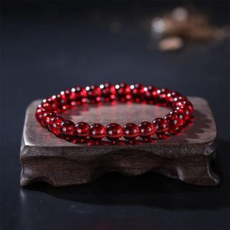 Red Garnet Stone Bead Bracelet