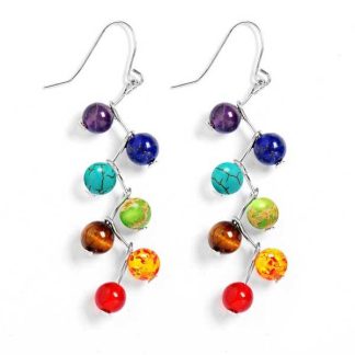 7 Chakra Natural Stone Earrings