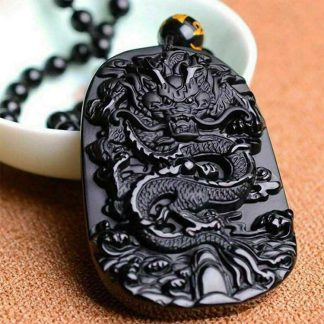 Obsidian Dragon Success Necklace