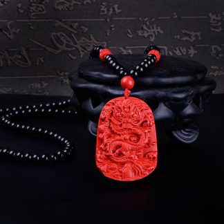 Cinnabar Dragon Pendant Necklace