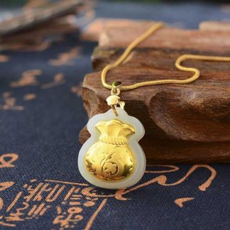 Lucky Wealth Bag Hetian Jade Pendant Necklace