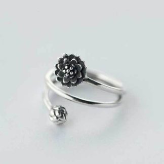 Silver Triple Wrap Lotus Ring