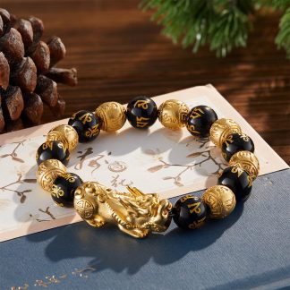 Pixiu Black Obsidian Bracelet With Spiritual Blessings